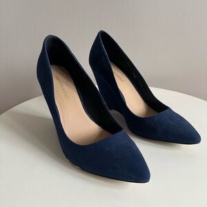 Suede Navy Blue Women's Pumps